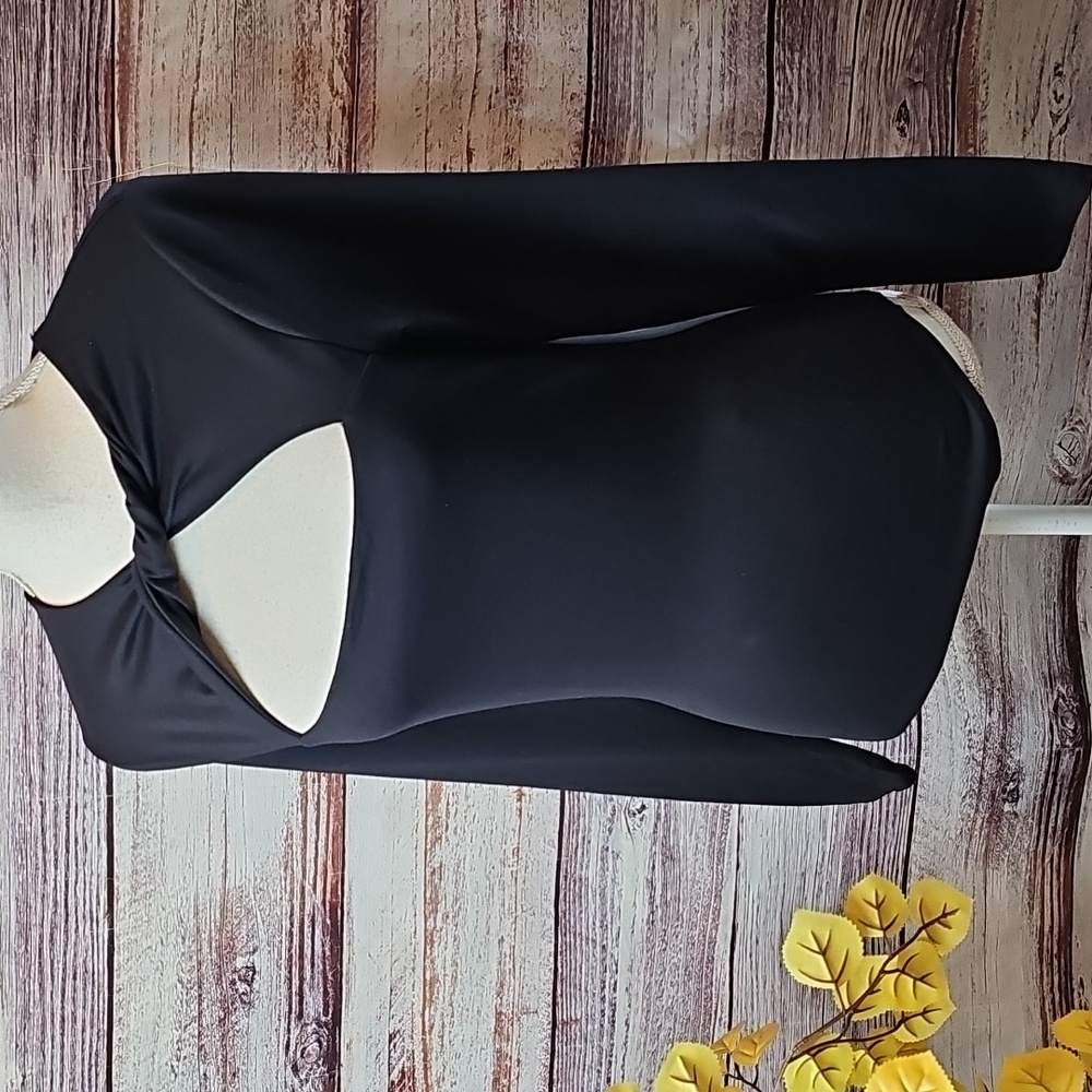 NEW ABERCROMBIE & FITCH SOFT A&F COLLECTION BLACK TWISTED LONG SLEEVE BODYSUIT